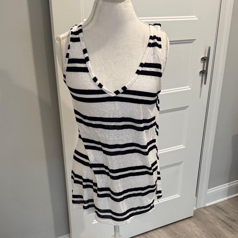 Michael Stars Black and White Striped Tank Top